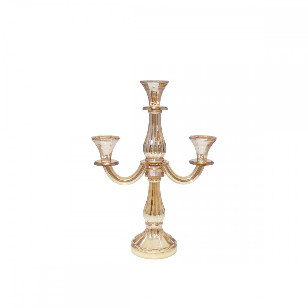 Chandelier 3 feux ambre h35cm