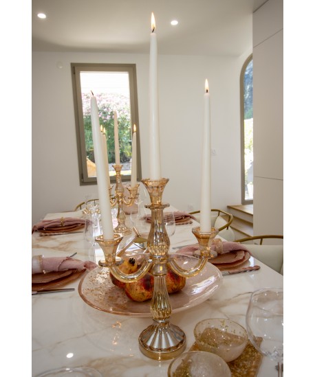 Chandelier 3 feux ambre h35cm