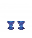 Blue candleholders h5.5cm - set of 2