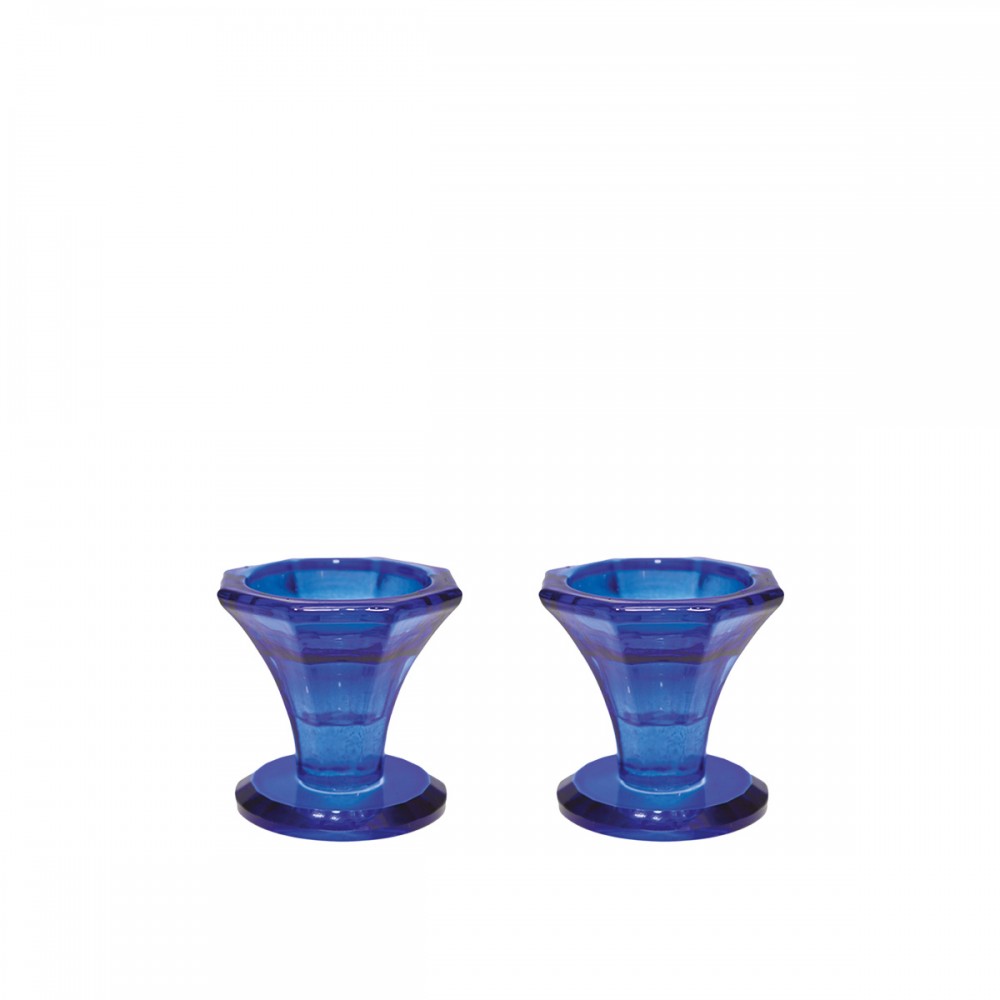 Blue candleholders h5.5cm - set of 2