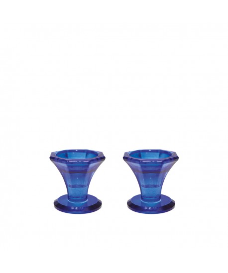 Blue candleholders h5.5cm - set of 2