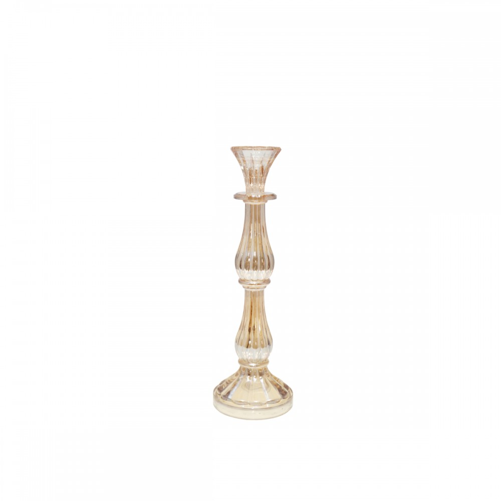 Medium amber candlestick h31cm