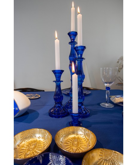 Blue candlestick small model h21cm