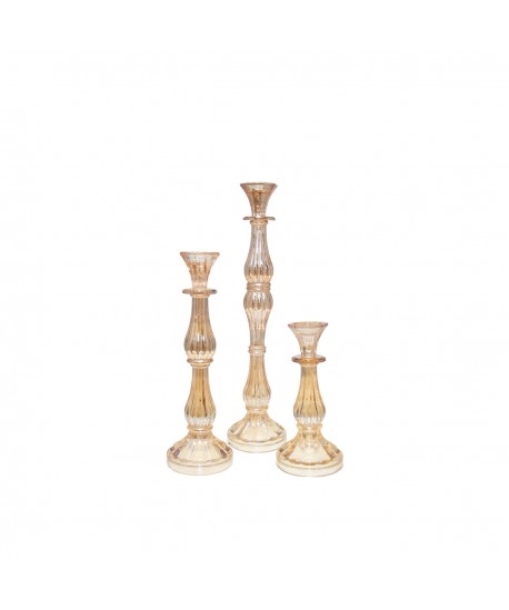 Medium amber candlestick h31cm