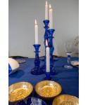 Blue candleholders h5.5cm - set of 2