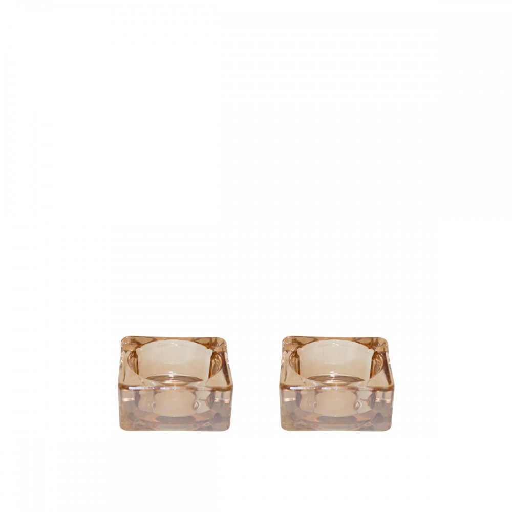 Bougeoirs ambre 5x5x2.5cm - lot de 2