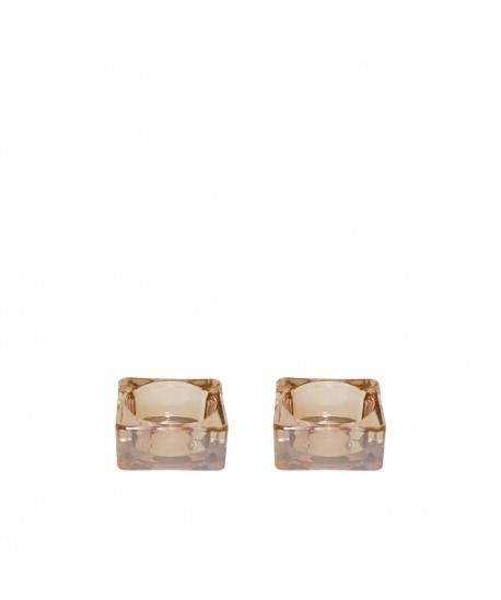 Bougeoirs ambre 5x5x2.5cm - lot de 2
