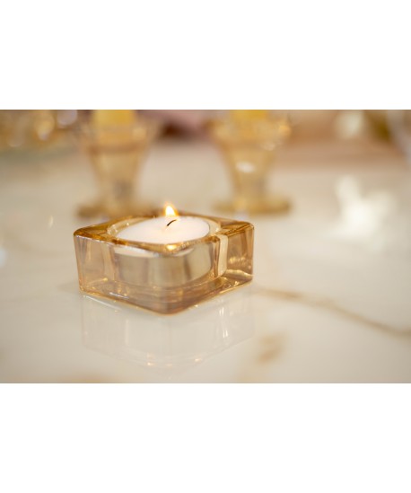 Bougeoirs ambre 5x5x2.5cm - lot de 2