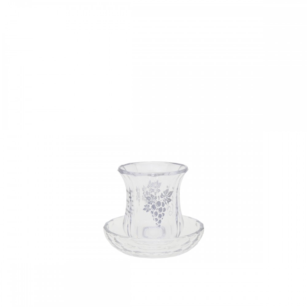 Low silver vine kiddush glass