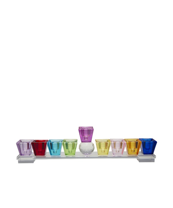Menorah basse multicolore 27x3x7cm