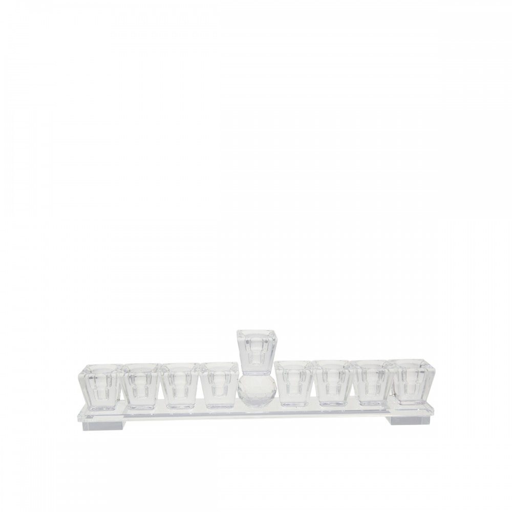 Low crystal menorah 27x3x7cm