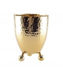Gold hammered ice bucket with tongs