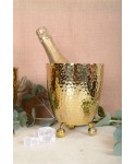Gold hammered ice bucket with tongs
