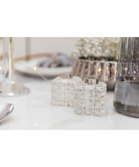 Silver checkered salt and pepper shaker 5x5x5cm