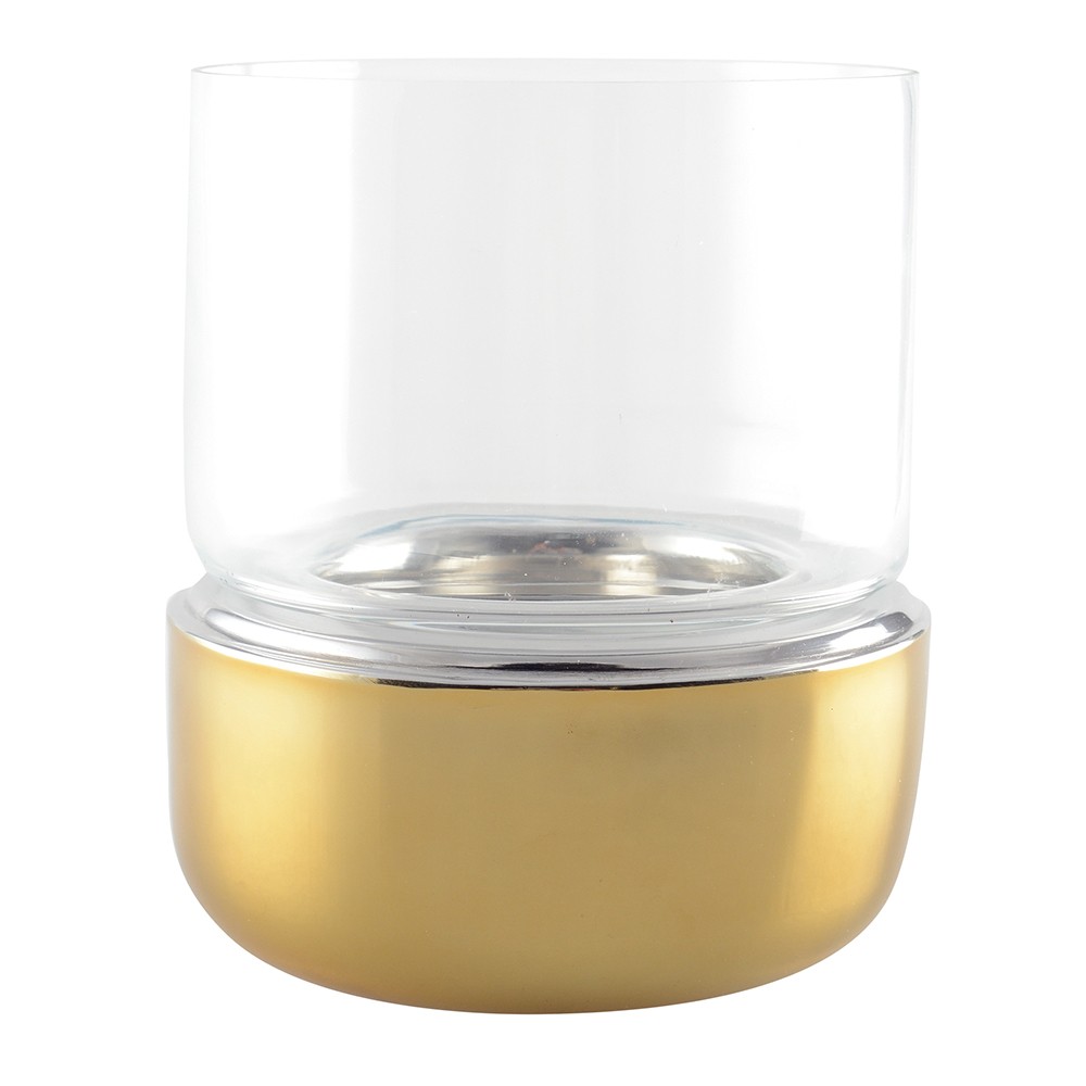 Photophore doré double paroi 16x16x26cm