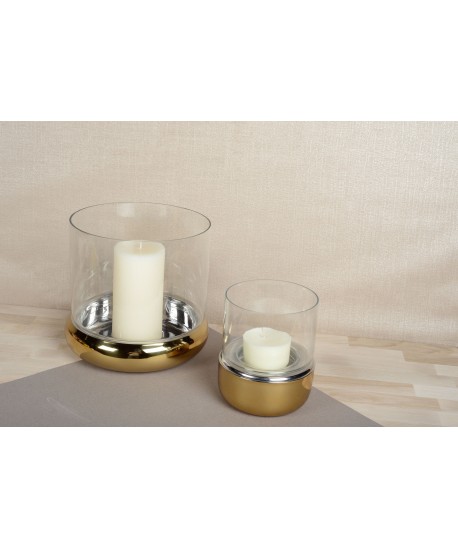 Photophore doré double paroi 24x24x18cm