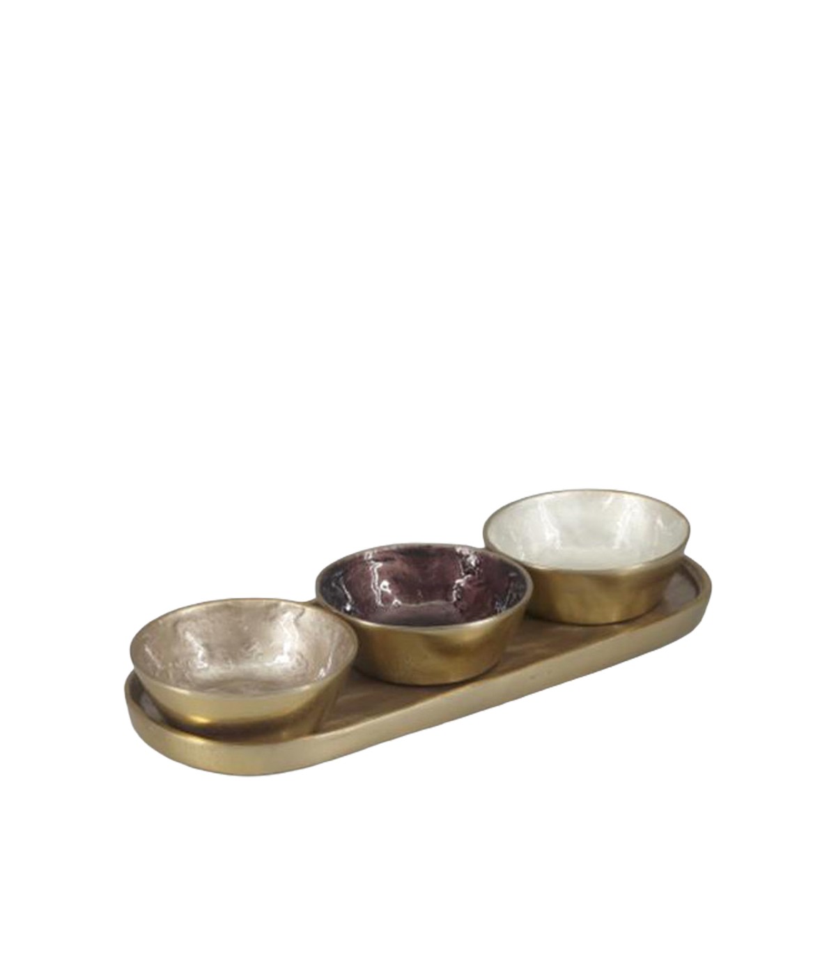 Aperitif set of 3 bowls on oval tray