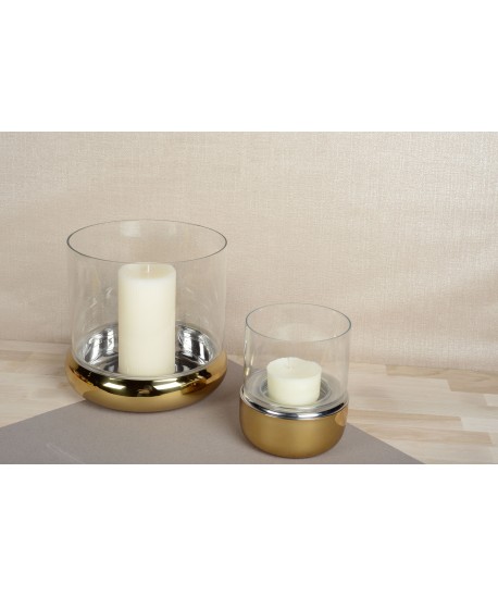 Photophore doré double paroi 16x16x26cm