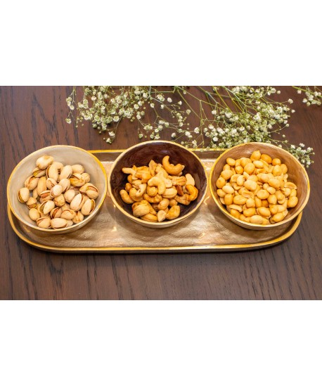 Aperitif set of 3 bowls on oval tray