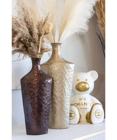 Vase marron en aluminium 17x8x40.5cm