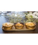 Aperitif set of 3 bowls on oval tray