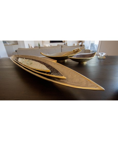 Coupe décorative blanche en aluminium 50x10.5x3.5cm