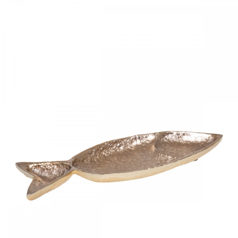 Coupelle plate dorée poisson 33x11x2.5cm