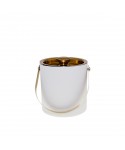 Seau à glaçons écru et doré 15x15x18.5cm