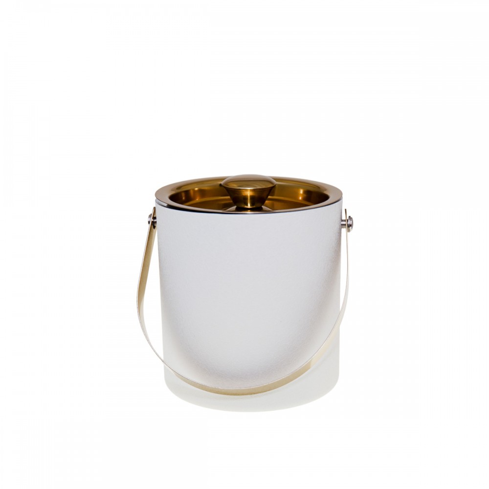 Seau à glaçons écru et doré 15x15x18.5cm