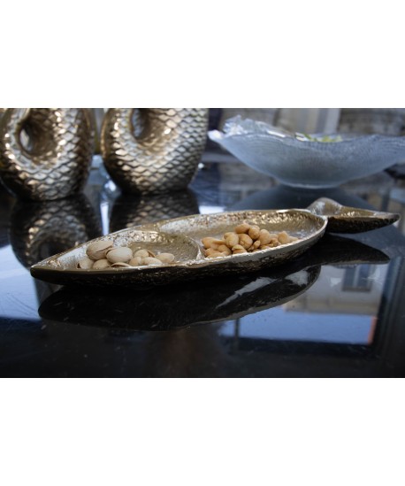 Coupelle plate dorée poisson 33x11x2.5cm