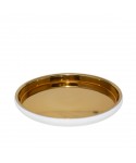 Round ecru and gold tray 32.5x32.5x4.5cm