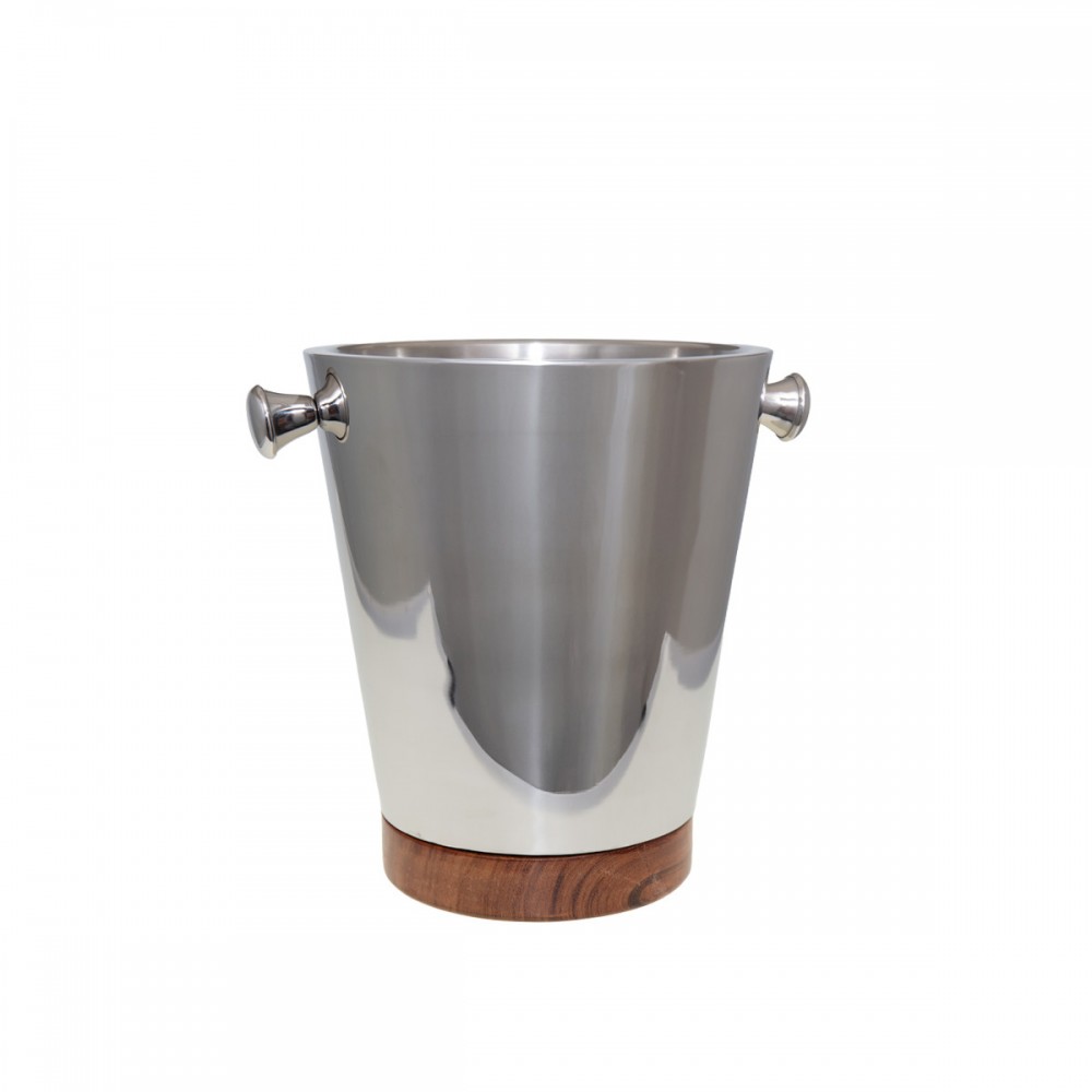 Wooden and silver champagne bucket 20.5x20.5x24.5cm