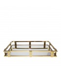 Plateau miroir rectangulaire doré 42x27x5cm