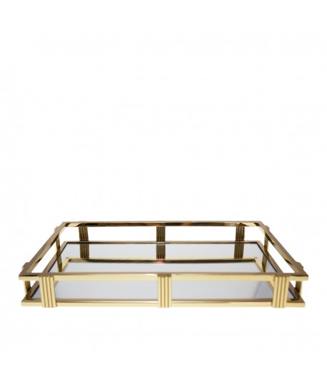 Plateau miroir rectangulaire doré 42x27x5cm