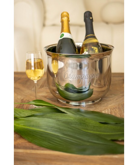 Silver stainless steel champagne bucket 18.5x18.5x23.5cm