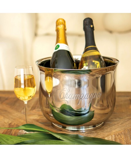 Silver stainless steel champagne bucket 18.5x18.5x23.5cm