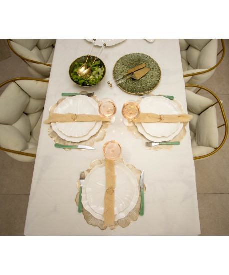 Golden salad servers with transparent handles