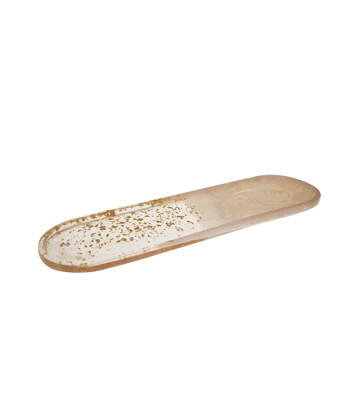 Oval resin glitter tray 47.5x13x1.5cm