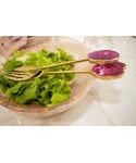 Couverts à salade doré pierre agate rose