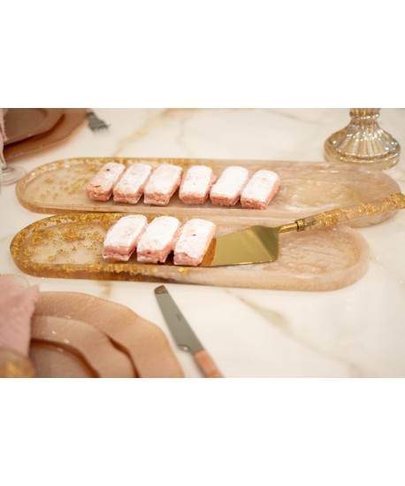 Oval resin glitter tray 47.5x13x1.5cm