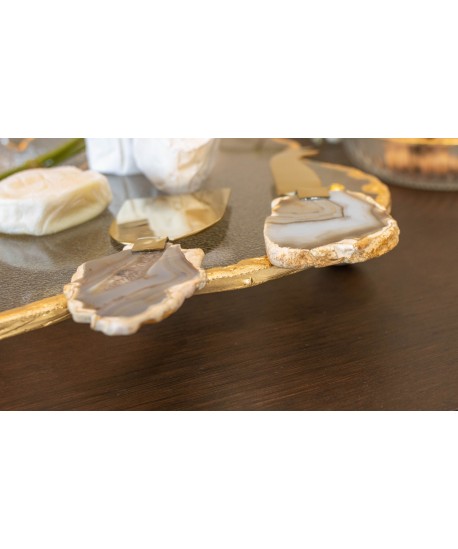 Service à fromage pierre agate beige - lot de 3