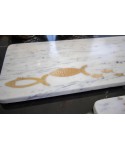 Plateau à fromage en marbre poisson doré 40x15.5x1.5cm