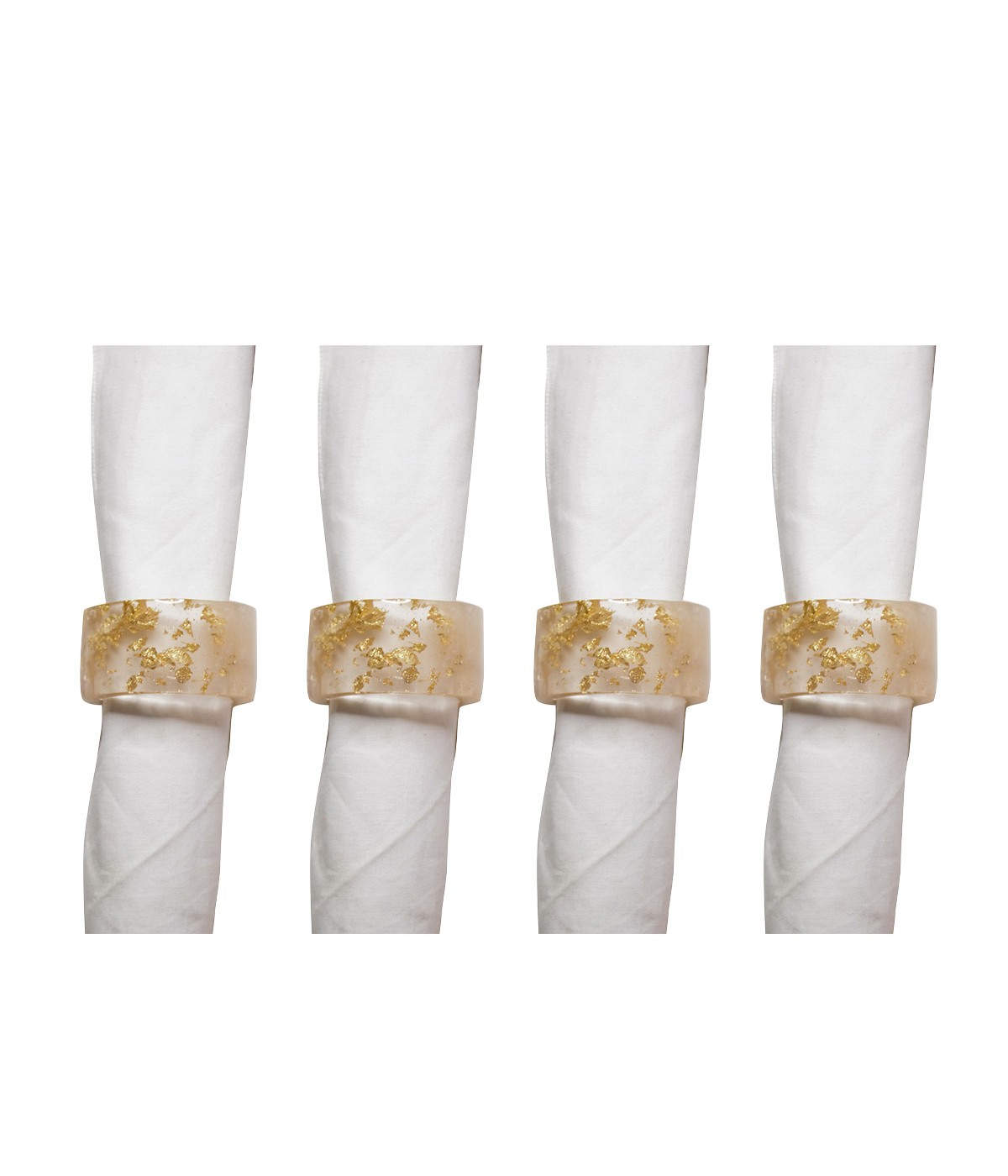 Set of 4 sequined resin napkin rings