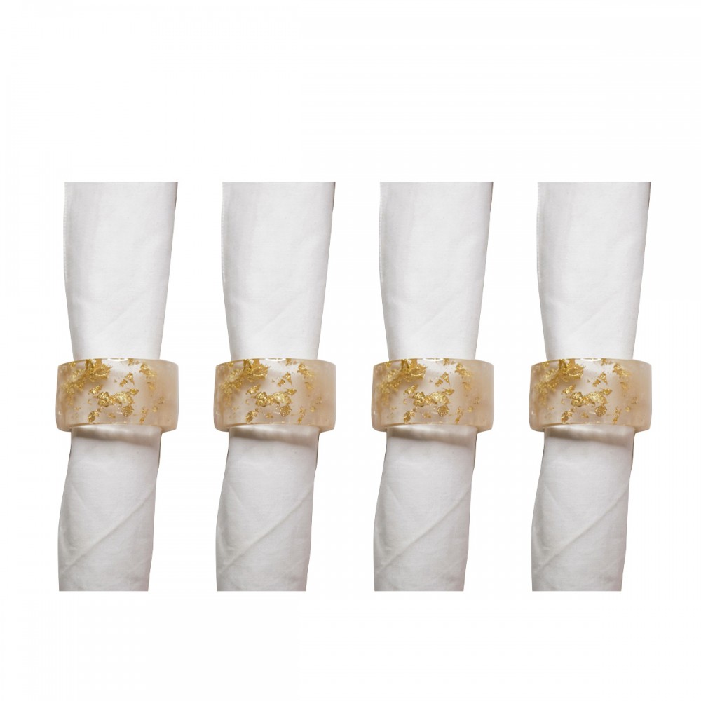 Set of 4 sequined resin napkin rings