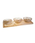 Aperitif set of 3 cups on tray in glitter resin