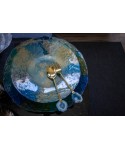 Golden salad servers blue agate stone