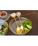 Golden beige agate stone salad servers