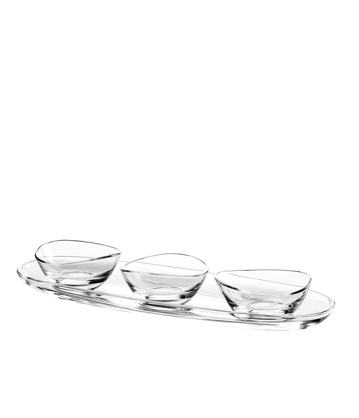 Set apéritif de 3 coupelles sur plateau transparent 50cm