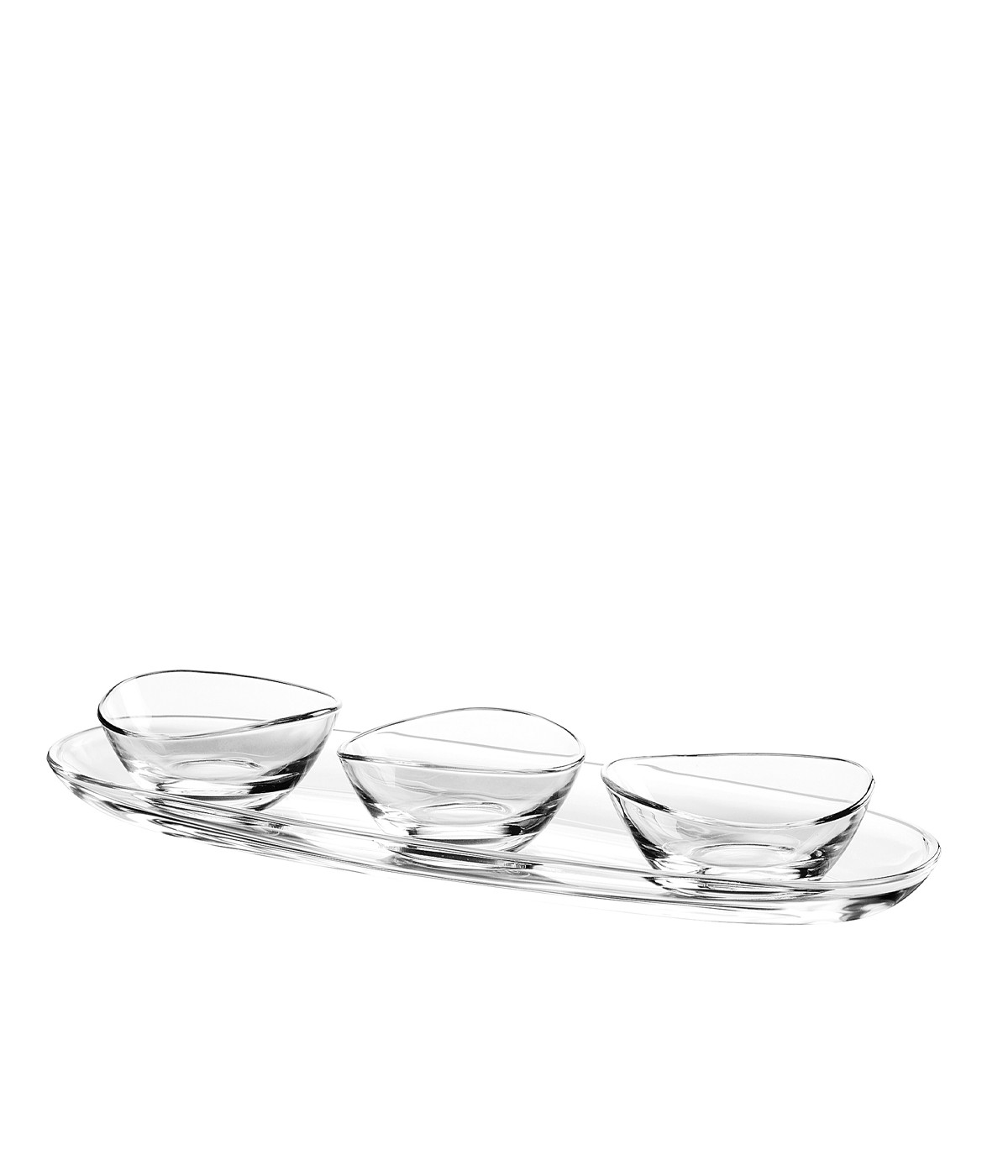 Set apéritif de 3 coupelles sur plateau transparent 41cm