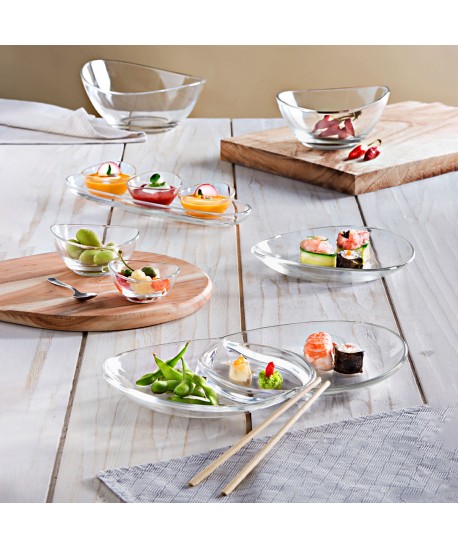 Set apéritif de 3 coupelles sur plateau transparent 41cm